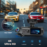 1080P 3 Channel DashCam, Front Inside Rear Triple Cam with 32GB Card