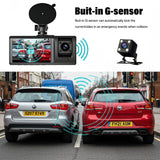 1080P 3 Channel DashCam, Front Inside Rear Triple Cam with 32GB Card