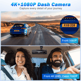 NEXPOW Front and Rear 4K Full HD Dash Cam with Built-in WiFi GPS