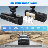 NEXPOW Front and Rear 4K Full HD Dash Cam with Built-in WiFi GPS