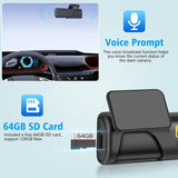 1080P Full HD Dash Camera with 64GB SD Card, 24H Parking Monitor