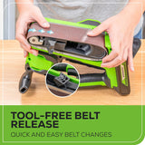 Greenworks 24V Brushless Cordless Belt Sander Kit with Dust Bag and 60 Grit Sandpaper, 4Ah Battery and Charger Included