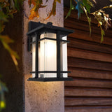 Lutec Craftsman Style Wall Lantern – Matte Black Aluminum Light with Glass Panel