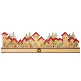 Holiday Wooden Village LED Advent Calendar, 30"x4"x8"