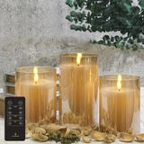 LumiPur Design Series Glass 6 PC Flickering LED Pillar Candle Set with Remote