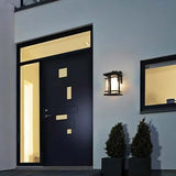 Lutec Craftsman Style Wall Lantern – Matte Black Aluminum Light with Glass Panel