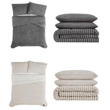 Frye 2" Solid Channel Luxury Faux Fur Comforter 3 Piece Queen Set, Reversible