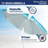 Tommy Bahama ANCHORX 7.5’ Beach Umbrella - Adjustable Height Octagonal Umbrella