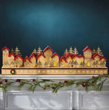 Holiday Wooden Village LED Advent Calendar, 30"x4"x8"