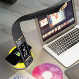 OttLite Wireless Charging LED Table Lamp w/ Clock & Wireless Charging Station