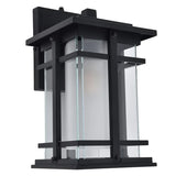 Lutec Craftsman Style Wall Lantern – Matte Black Aluminum Light with Glass Panel