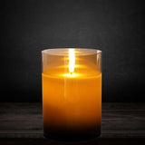 LumiPur Design Series Glass 6 PC Flickering LED Pillar Candle Set with Remote