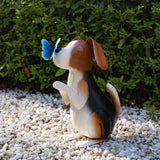 Mainstays Metal Dog with Butterfly Garden Statue, Weather-Resistant Hand-Painted Outdoor Décor