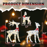 2.4FT Lighted Tinsel Christmas Reindeer Family – 3-Piece Set with 110 Warm White LEDs