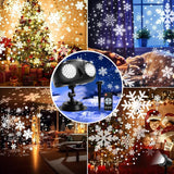 Dual-Head Christmas Snowflake Projector Lights with Remote Control, 2/4/6-Hour Timer & Mounting Accessories