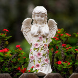 Solar Angel Garden Statue with LED Light, Resin Memorial Angel Figurine