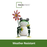 Mainstays Metal Frog Garden Statue with Flower, Hand-Painted Outdoor Garden Décor