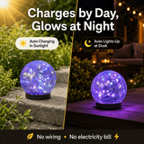 4-Pack 5" Solar Cracked Glass Globe Lights – 30 LEDs, IP65 Outdoor Garden Lighting, Yellow or Purple