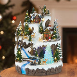 18.5" Snowy Woodland Christmas Village with 88 LED Lights, Music and Rotating Tree