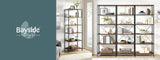 Bayside Furnishings Pierson 76-Inch Bookcase, 6 Fixed Shelves, Steel Frame
