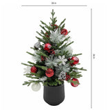 36" CGH Pre-Lit Mixed Pine Decorated Artificial Christmas Tree with 70 Warm White LED Lights and Timer