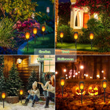 CATGOOD 12 Pack Solar Flickering Flame Torch Lights – Waterproof LED Tiki Lights