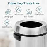 Stainless Steel Swing-Top Trash Can, 17 Gallon / 65 L Round Waste Bin with Side Handles