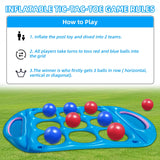 Inflatable Floating Tic-Tac-Toe Pool Game Set with 12 Balls