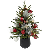 36" CGH Pre-Lit Mixed Pine Decorated Artificial Christmas Tree with 70 Warm White LED Lights and Timer