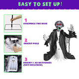 2.3 Ft Animated Zombie Groundbreaker Decor, Motion Sound LED Eye Mouth Arm Prop