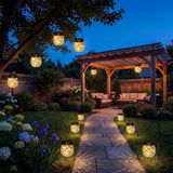6 Pack Solar Hanging Globe Lanterns – Cracked Glass Outdoor Solar Lights