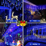 20-Inch Meteor Shower Icicle Christmas Lights, 10 Tubes, 540 LEDs, Connectable Outdoor Holiday Décor