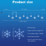 9 ft Snowflake Christmas String Lights, 150 LED Blue & Cool White Hanging Snowfall Lights