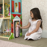 Delta Children Deluxe Maui 60" Wooden Dollhouse for 12" Dolls with 4 Stories, Elevator, Slide, Lights and Sounds