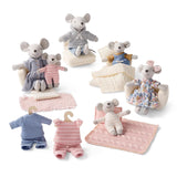 Two-story Tiny Plush Animal Family Dollhouse Playset with 6 Plush Bear or Mouse
