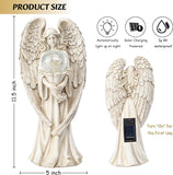 11.5" H Solar Garden Angel Statue, Weatherproof Resin Angel Figurine with Warm LED Light