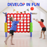 3-in-1 Giant 4-in-a-Row Game with Basketball Hoop, Ring Toss and Carrying Bag, Red and Blue