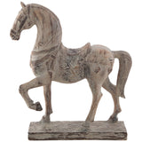15.25" Rustic Horse Statue, Antique Weathered Resin Tabletop Sculpture