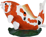 Kohaku Koi Fish Spitter Statue, Resin Garden Fountain Sculpture with Copper Pipe Insert