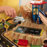 KidKraft Metropolis Wooden Train Set & Table – Elevated Track, Magnetic Train & Storage Drawer, Espresso