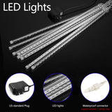 30 cm LED Meteor Shower Rain Lights, 8 Tubes, 192 LEDs, Falling Snow Christmas String Lights