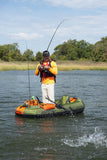 Sea Eagle PackFish7 Inflatable Fishing Boat Set, 7 ft Fishing Float Tube with Seat, Oars & Backpack