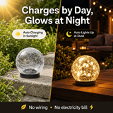 4-Pack 5" Solar Cracked Glass Globe Lights – 30 LEDs, IP65 Outdoor Garden Lighting, Yellow or Purple