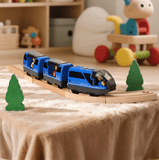 6-Piece Battery-Powered Magnetic Locomotive Train Set – Forward, Reverse & Sound, Compatible with Wooden Tracks