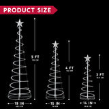 3-Pack Lighted Spiral Christmas Trees, 3 ft, 4 ft & 5 ft Yard Decorations with 220 Warm White LEDs and Stakes