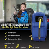 Goodyear Retractable Air Hose Reel 3/8" x 50 ft – 300 PSI Wall & Ceiling Mount Air Compressor Hose Reel with Swivel Bracket