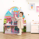 Olivia’s Little World Princess Castle Wooden Dollhouse for 12" Dolls with Furniture