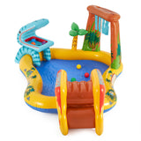 Intex Dinosaur Play Center Inflatable Water Park Pool with Volcano Slide, Sprayer, Waterfall & 6 Fun Balls
