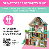 Delta Children Deluxe Maui 60" Wooden Dollhouse for 12" Dolls with 4 Stories, Elevator, Slide, Lights and Sounds