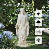 30" Virgin Mary Outdoor Statue, Blessed Mother Religious Garden Sculpture, Magnesium Oxide Décor